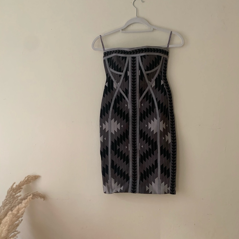 Strapless Herve Leger Jacquard Runway Dress